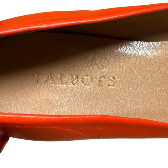 TALBOTS Women's 8B Cherry Orange Leather Shoes Gold Detail Ballet Flats Comfort - Picture 11 of 13